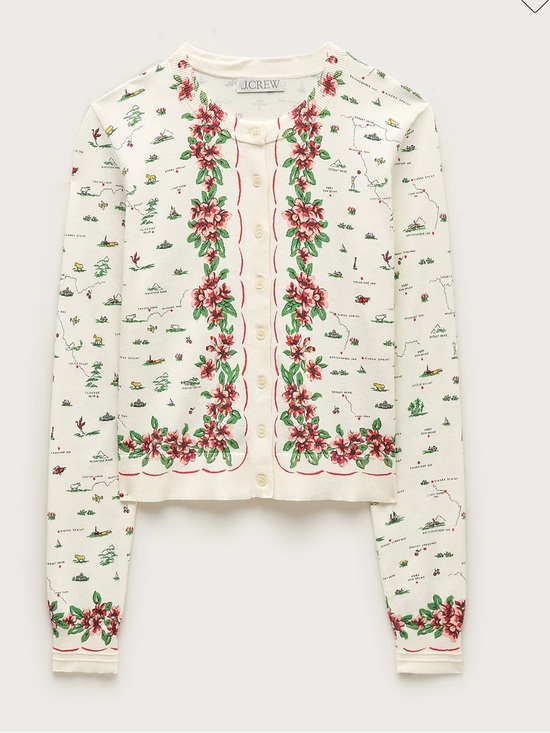 J. Crew Sweaters - J. Crew Jackie Cardigan in map-print in premium ultra-fine cotton blend
